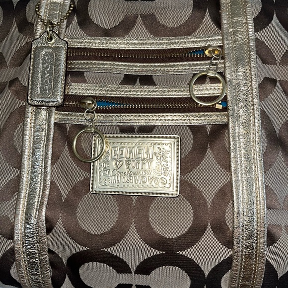 Coach Carryall Poppy Signature Op Art Glam Jacquard Tote!! - Picture 3 of 10